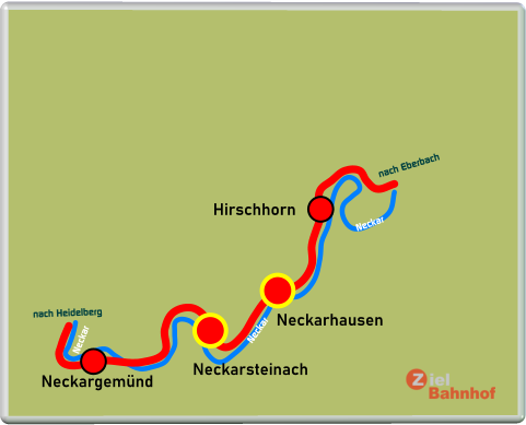 Neckarsteinach Neckarhausen Hirschhorn Neckargemünd nach Eberbach nach Heidelberg Neckar Neckar Neckar