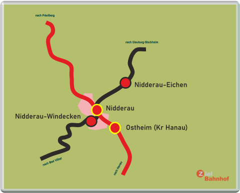 Nidderau Ostheim (Kr Hanau) Nidderau-Eichen Nidderau-Windecken nach Glauburg-Stockheim nach Bad Vilbel nach Hanau nach Friedberg