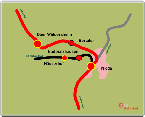 nach Schotten nach Friedberg (Hess) nach Gelnhausen Nidda Borsdorf Ober Widdersheim Häuserhof  Bad Salzhausen nach Gießen